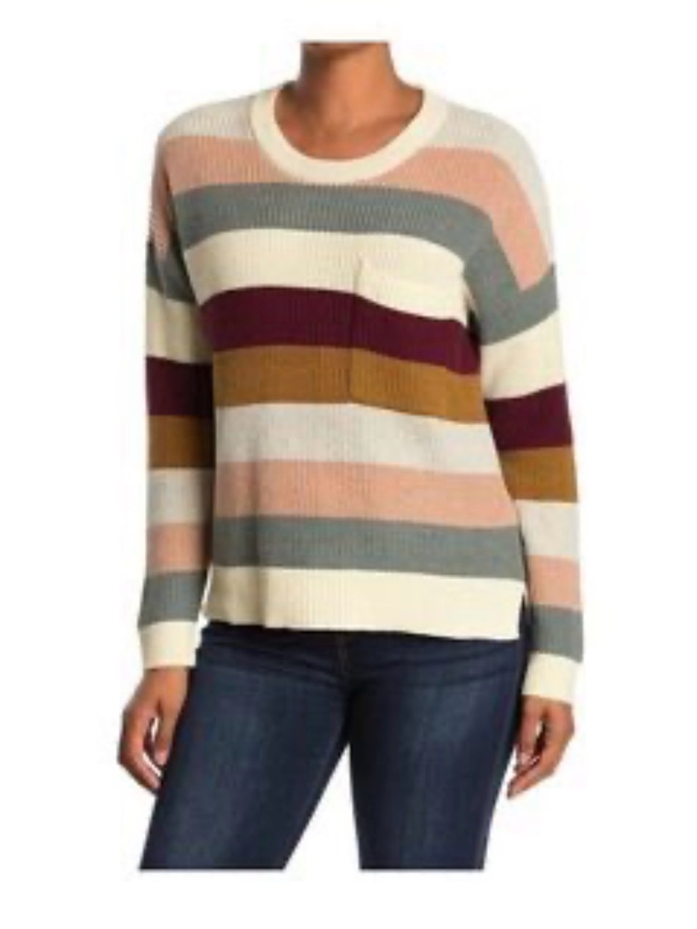 Madewell Thompson pocket Striped pullover Crewneck knit Sweater large